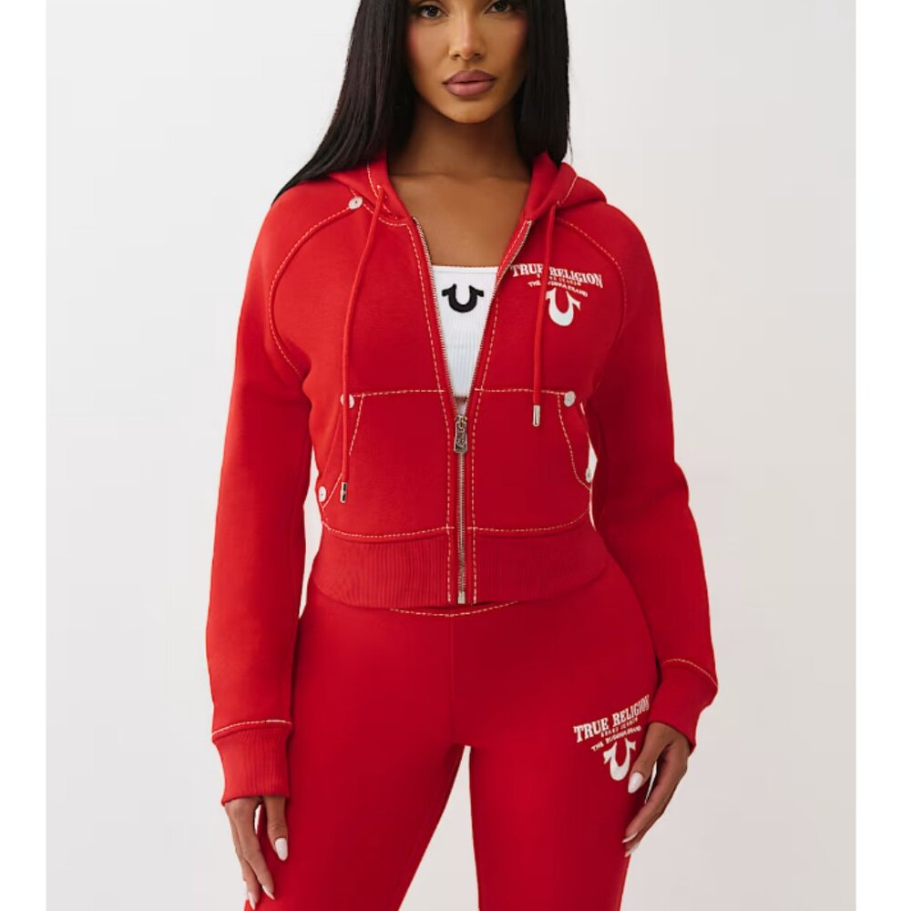 TRUE RELIGION Shrunken Crystal Wing Zip Hoodie - Multiple sizes - Picture 2 of 7